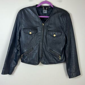 Liz Claiborne Genuine Leather Vintage Jacket LizWear - Black - Medium